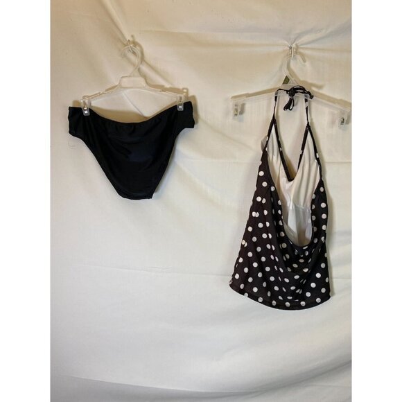 NEW NWT BOBBIE BROOKS SWIMSUIT 2 PIECE BIKINI SIZE 16 BLACK WHITE WOMENS - Picture 2 of 2